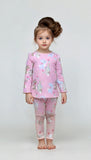 PINK WITH RABBIT PRINT DROP NIDDLE RIBBED FABRIC SUIT FOR GIRLS MID SEASON