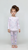 LIGHT PINK WITH RABBIT PRINT DROP NIDDLE RIBBED FABRIC SUIT FOR GIRLS MID SEASON