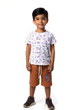 WHITE SUPER MARIO PRINT WITH SHORTS COTTON JERSY FABRIC BABA SUIT