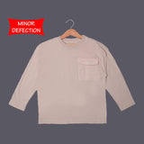 MINOR DEFECTION CREAM PLAIN WITH POCKET FULL SLEEVES T-SHIRT