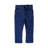 DARK BLUE PLAIN DENIM JEANS BACK DOUBLE POCKETS FOR KIDS