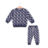 NAVY BLUE "KOALA" PRINT TERRY FABRIC SUIT FOR WINTERS