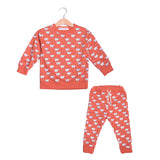 AMBER ORANGE "KOALA" PRINT TERRY FABRIC SUIT FOR WINTERS