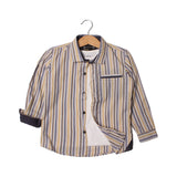 NEW WHITE WITH YELLOW & BLUE STRIPES FULL SLEEVES CASUAL SHIRT FOR BOYS