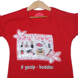 NEW RED HEY GIRLS PATCH PRINTED T-SHIRT TOP FOR GIRLS