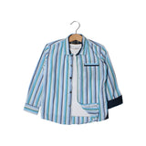 NEW WHITE WITH GREY & MAROON STRIPES FULL SLEEVES CASUAL SHIRT FOR BOYS