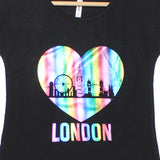 BLACK LONDON HEART PRINTED T-SHIRT