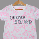 NEW WHITE UNICORN SQUAD PRINTED T-SHIRT TOP FOR GIRLS