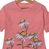 NEW PINK SUN FLOWER PRINTED T-SHIRT TOP FOR GIRLS
