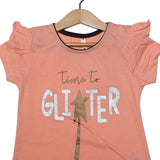 NEW PEACH TIME TO GLITTER PRINTED T-SHIRT