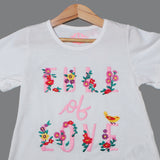 NEW WHITE FUEL OF LOVE PRINTED T-SHIRT TOP FOR GIRLS