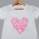 NEW WHITE HEARTS PRINTED T-SHIRT TOP FOR GIRLS