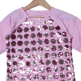 NEW PINK WITH SHINING STARS PATCH T-SHIRT TOP FOR GIRLS