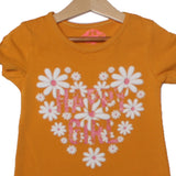 NEW YELLOW HAPPY GIRL HEART PRINTED T-SHIRT TOP FOR GIRLS