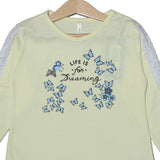 Light Yellow Life is for Dreaming  Printed  Full Sleeves T-shirts