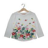 White Flowers & Grass  Printed  Full Sleeves T-shirts
