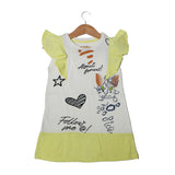 NEW WHITE WITH YELLOW SLEEVES FOLLOW ME PRINTED T-SHIRT TOP FOR GIRLS