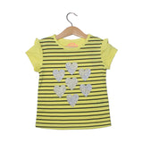 NEW YELLOW WITH STRIPES HEARTS PRINTED T-SHIRT TOP FOR GIRLS