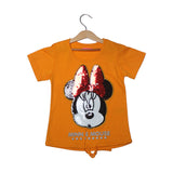 NEW YELLOW MINNIE MOUSE PRINTED T-SHIRT TOP FOR GIRLS