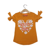 NEW YELLOW HAPPY GIRL HEART PRINTED T-SHIRT TOP FOR GIRLS