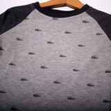 NEW LIGHT GREY WITH DARK GREY CROCODILE PRINTED FULL SLEEVE T-SHIRT