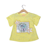 NEW YELLOW FEELING FREE PATCH PRINTED T-SHIRT TOP FOR GIRLS