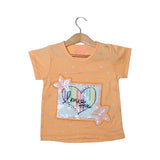 NEW ORANGE LOVE ME PATCH PRINTED T-SHIRT TOP FOR GIRLS