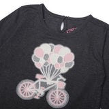 NEW CHARCOAL GREY CYCLE PRINTED T-SHIRT FOR GIRLS