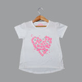 NEW WHITE HEARTS PRINTED T-SHIRT TOP FOR GIRLS