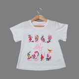 NEW WHITE FUEL OF LOVE PRINTED T-SHIRT TOP FOR GIRLS