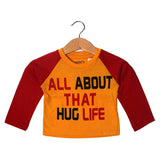 NEW YELLOW ALL ABOUT THAT HUG LIFE PRINTED FULL SLEEVE T-SHIRT
