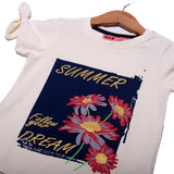 NEW LIME SUMMER DREAM PRINTED LYCRA FABRIC T-SHIRT FOR GIRLS