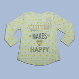 GLITTER MAKES ME HAPPY YELLOW PRINTED FULL SLEEVES T-SHIRTS