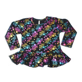 BLACK MIX FLOWERS PRINTED FULL SLEEVES T-SHIRTS TOP
