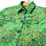 LIGHT GREEN LEAF PRINTED CASUAL SHIRT FOR GIRLS