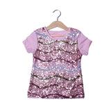 NEW BABY PINK WITH FULL PATCH SHINING STARS T-SHIRT TOP FOR GIRLS
