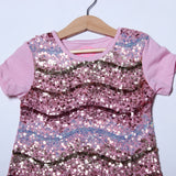 NEW BABY PINK WITH FULL PATCH SHINING STARS T-SHIRT TOP FOR GIRLS