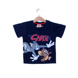 NEW NAVY BLUE THE CHASE IS ON PRINTED T-SHIRT FOR BOYS