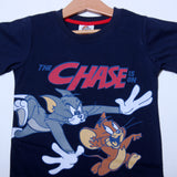 NEW NAVY BLUE THE CHASE IS ON PRINTED T-SHIRT FOR BOYS