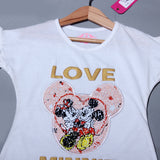 NEW WHITE LOVE MINNIE PATCH T-SHIRT TOP FOR GIRLS