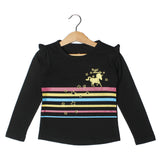 BLACK FULL SLEEVES HORSE PRINTED TOP FOR GIRLS