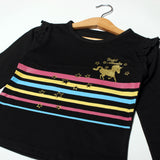 BLACK FULL SLEEVES HORSE PRINTED TOP FOR GIRLS