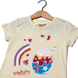 CREAM SMILE EVERYDAY PRINTED T-SHIRT TOP FOR GIRLS