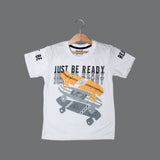 NEW WHITE JUST BE READY T-SHIRT FOR BOYS