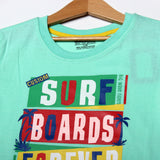NEW SEA GREEN SURF BOARDS FOREVER T-SHIRT FOR BOYS