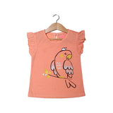 NEW PEACH PARROT PRINTED HALF SLEEVES T-SHIRT TOP