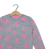 NEW GREY BELIEVE IN MAGIC UNICORN PRINTED SWEATSHIRT