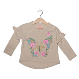 NEW CREAM BUTTERFLY PRINTED T-SHIRT TOP FOR GIRLS